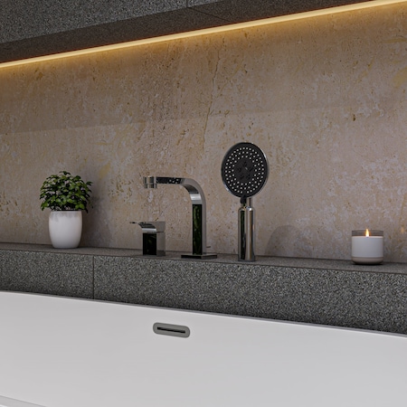 Alfi Brand Polished Chrome Deck Mount Tub Filler and Round Hand Held Shower Head AB2703-PC